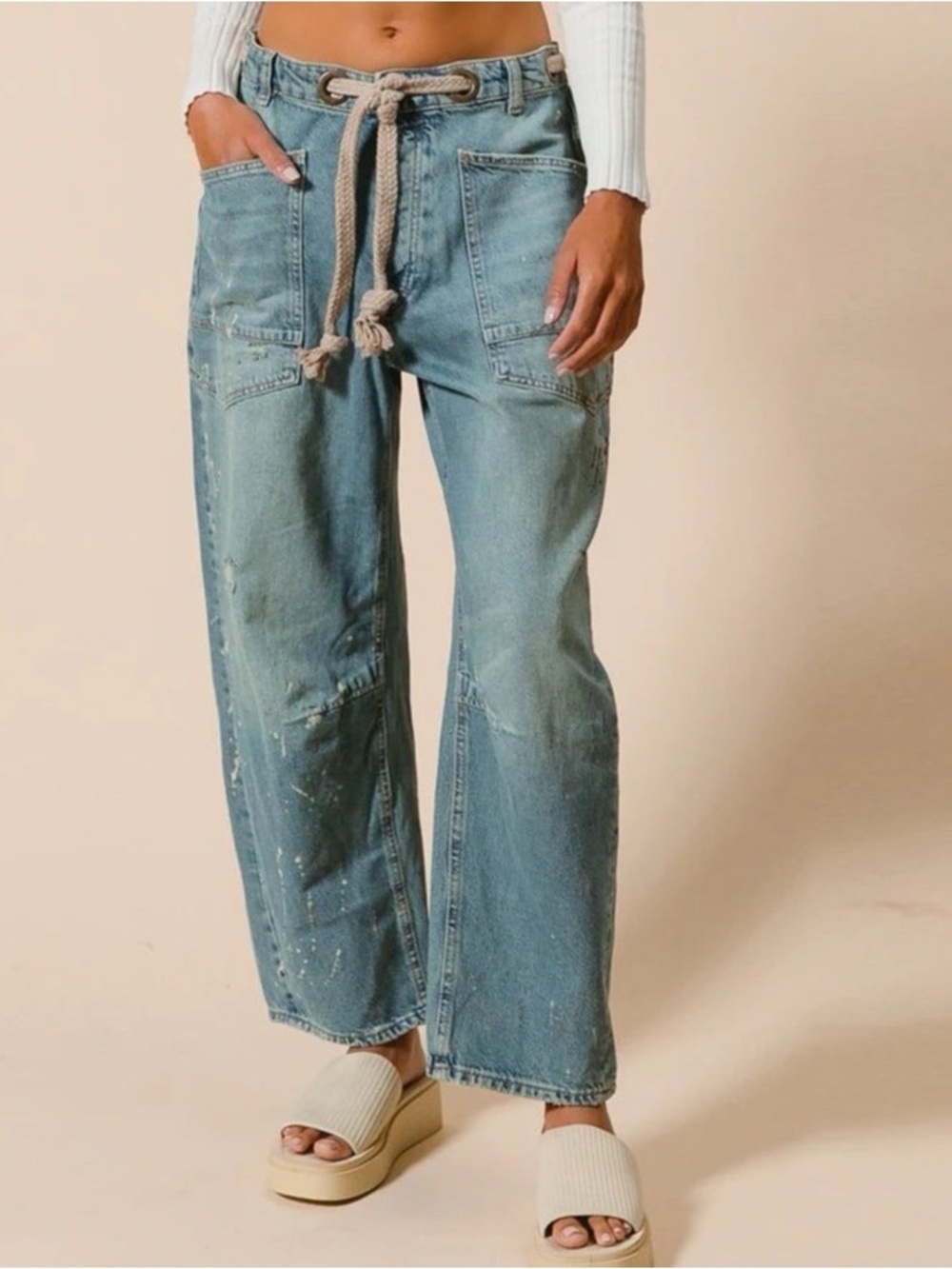 NWT Free People Moxie Pull-On Barrel Jeans